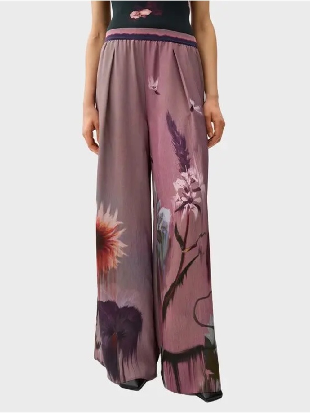 Rodebjer Berta Purple Floral Wide Leg Trousers Pants Women’s Size Medium